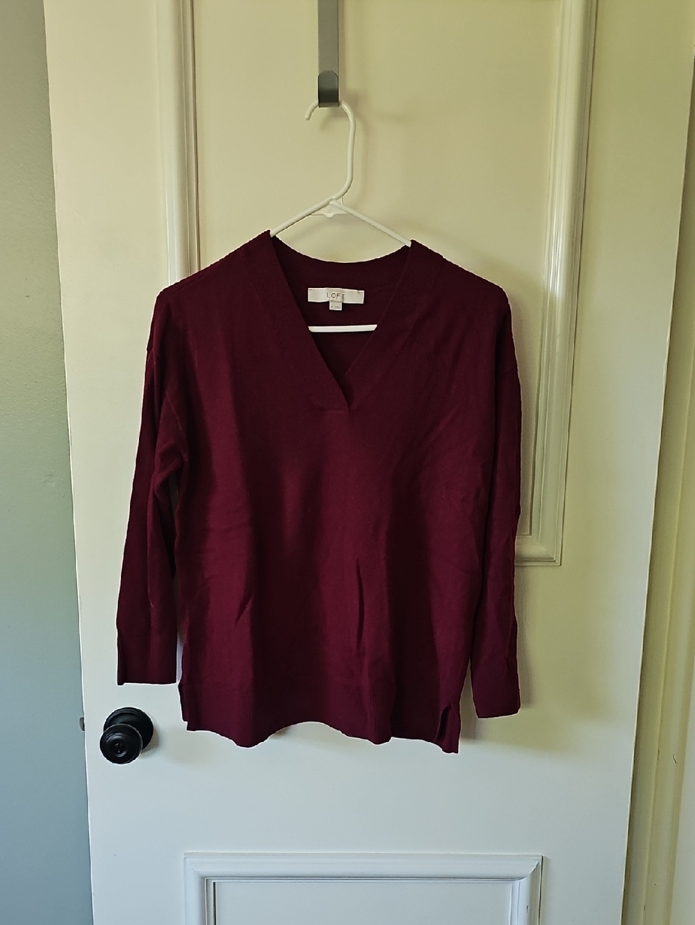 LOFT Deep Burgundy V-Neck Pullover Sweater